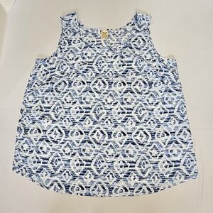 Faded Glory Blue Tribal Print Tank Top • 2X Sleeveless Blouse